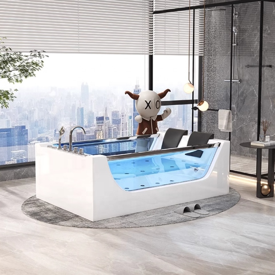 Two People Modern freestanding home Use waterfall Spa Bathtub  Bathroom high-end Acrylic Aqua Massage Whirlpool Bath Tub