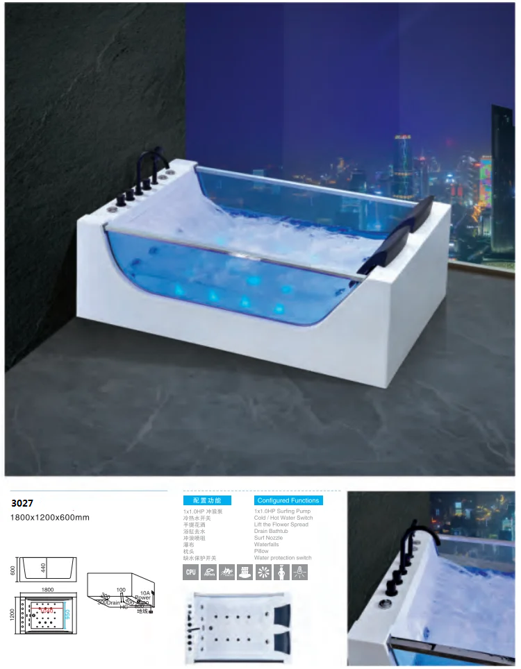 Bathtub jetted whirlpools bathtubs two person acrylic massage bubble jets bathtub with jet whirlpool