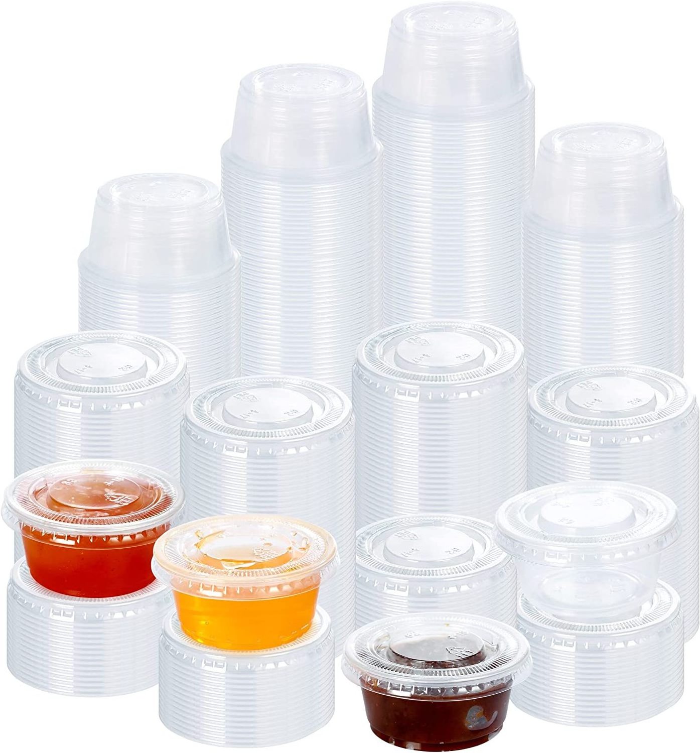 2 Ounce Clear Plastic jello shot cups with lids Containers with Snap on Leak-Proof Lids