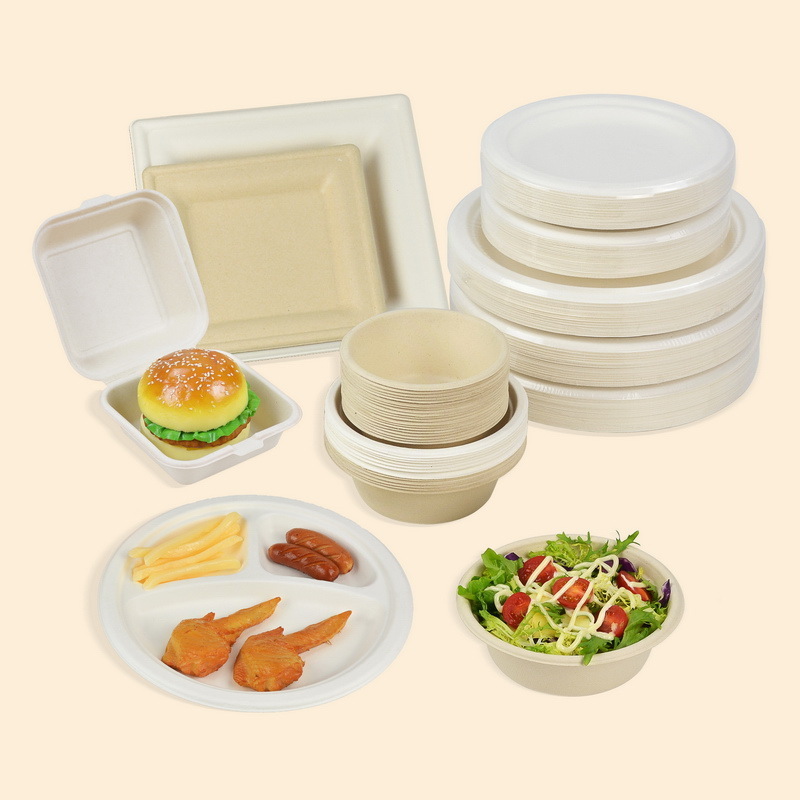 9 Inch 100% Compostable Biodegradable Disposable Bagasse Sugarcane Paper Plates