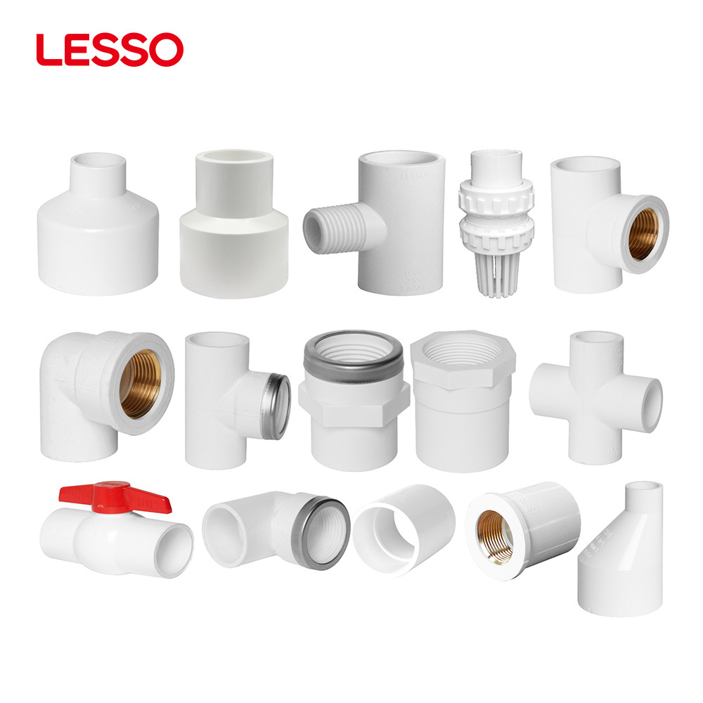 Lesso male female elbow pvc-u solvent weld fittings thread tee union flange pvc reducer adapter plastic pipe fittings