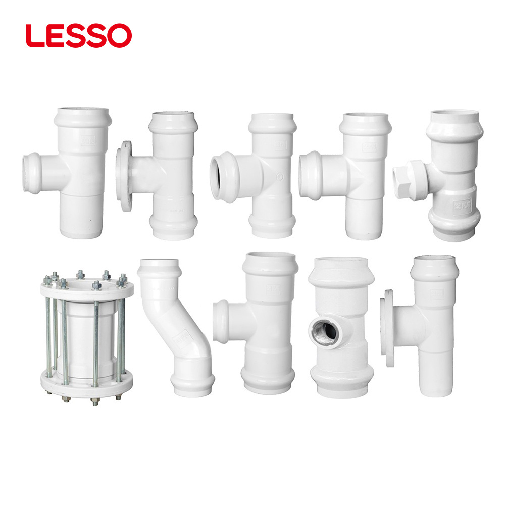 LESSO PVC-U gasket fittings eco-friendly coupling elbow fittings white pvc reducer tee high pressure tee