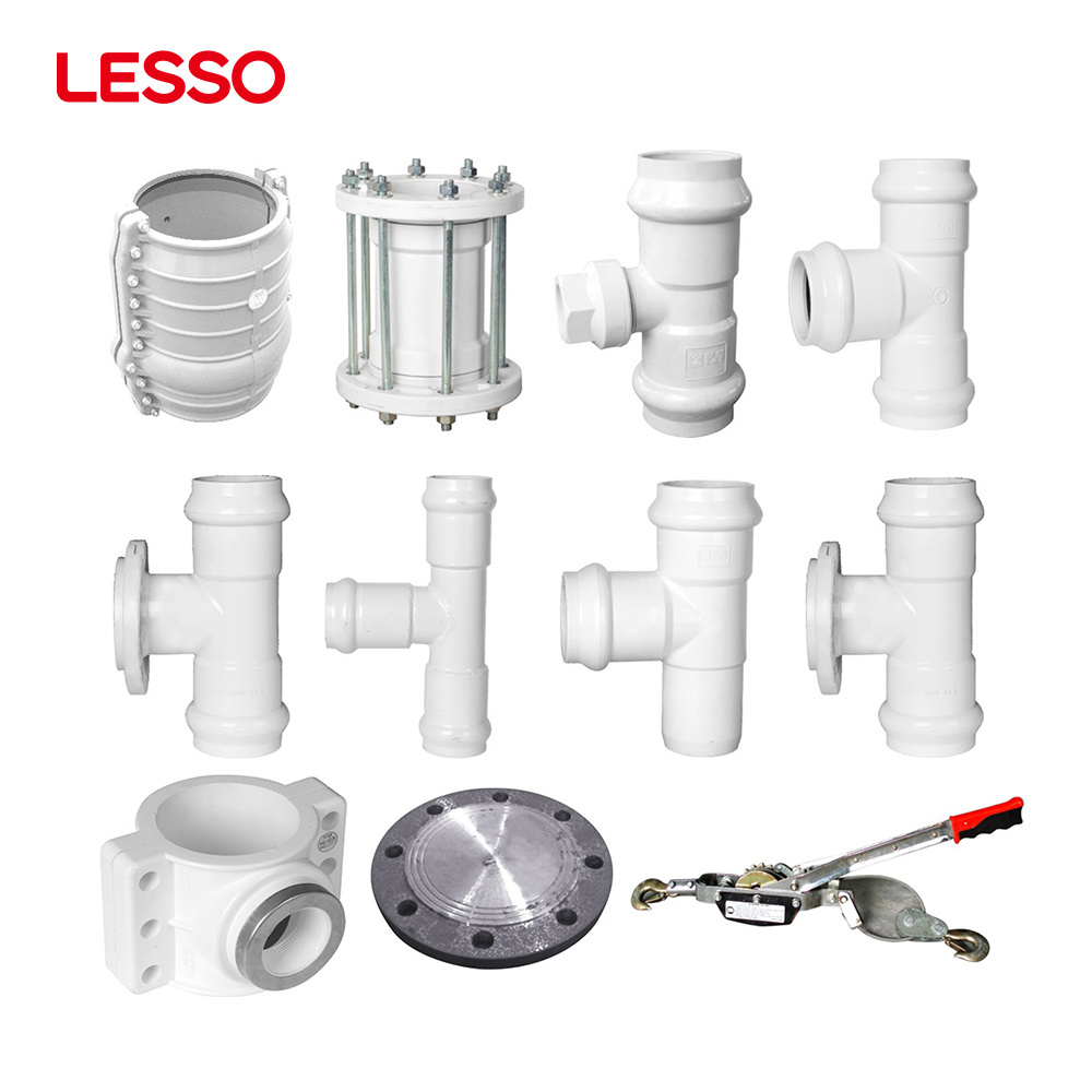 LESSO PVC-U gasket fittings eco-friendly coupling elbow fittings white pvc reducer tee high pressure tee