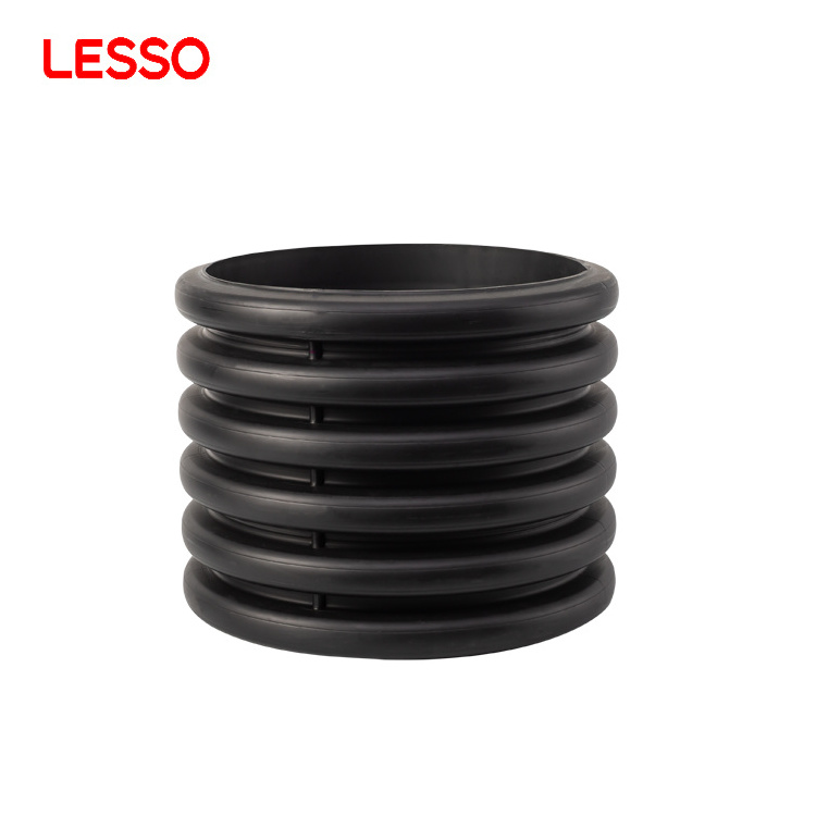 LESSO sewage discharge plastic culvert pipe hdpe double wall 12 24 inch corrugated drain pipe