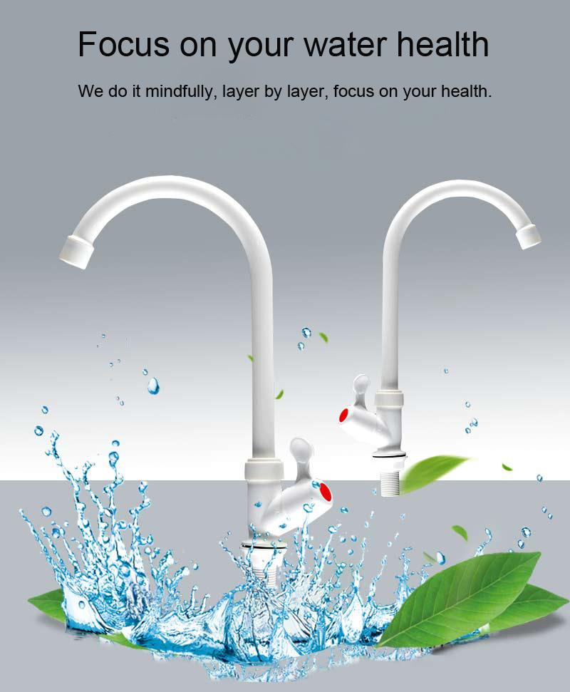 LESSO Wholesale customizable Durable single handle kitchen water taps white pvc small plastic faucet