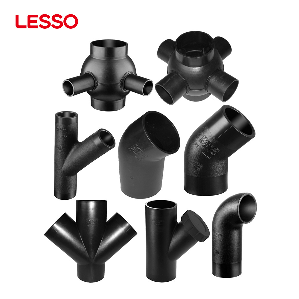 LESSO Light weight drainage system pipe corrosion resistance plastic black hdpe pipe 3 inch 110 140mm