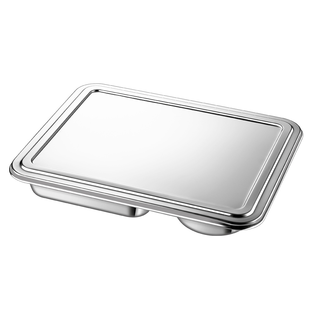 Divided tray stainless steel 4 compartments food tray plate school canteen compartments plates