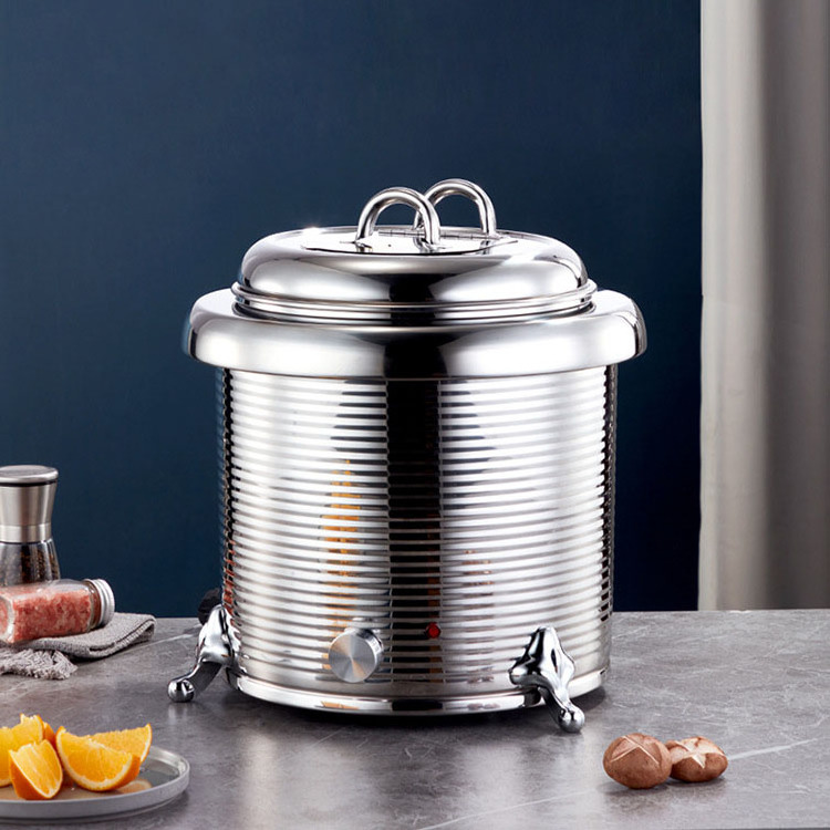 Commercial Catering Buffet Equipment Big Capacity Stainless Steel Electric Heating Stew Curry Thermos Soup Stock Warmer Pot