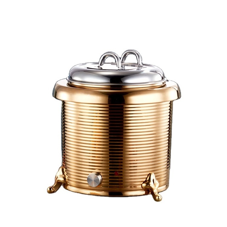 Commercial Catering Buffet Equipment Big Capacity Stainless Steel Electric Heating Stew Curry Thermos Soup Stock Warmer Pot