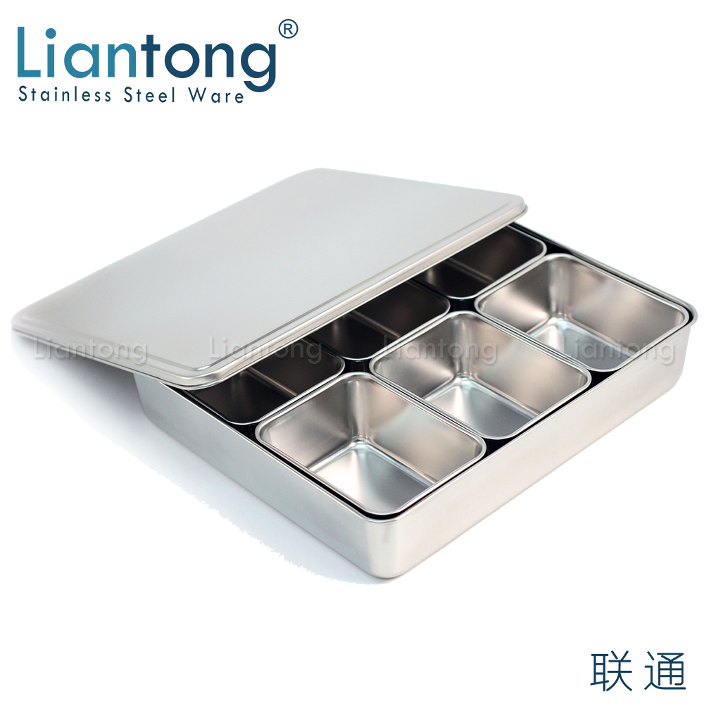 Factory stainless steel 4 6 8 compartment spice jar seasoning box container storage set Japanese Bento Box