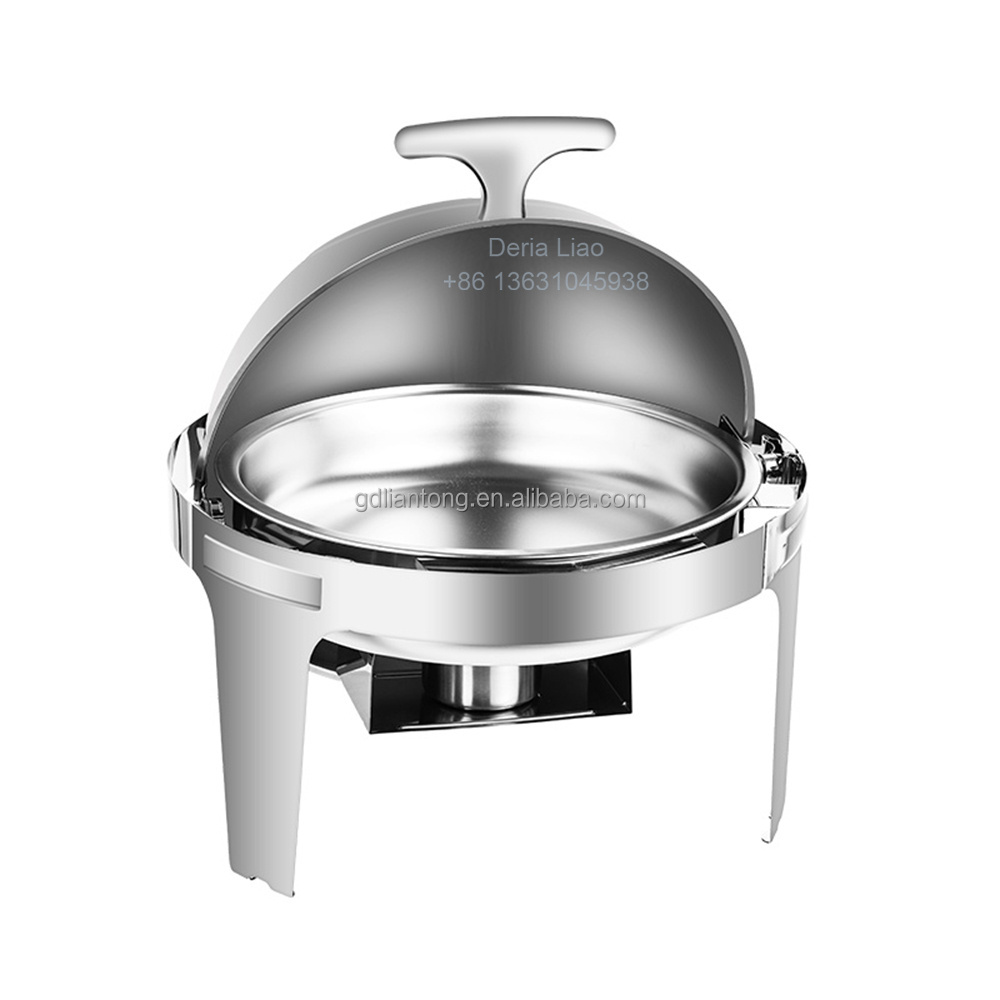 Roll Top Commercial Equipment Hotel Buffet 6 Liter Chafing Dish Wedding Round Food Warmer with Visual Window