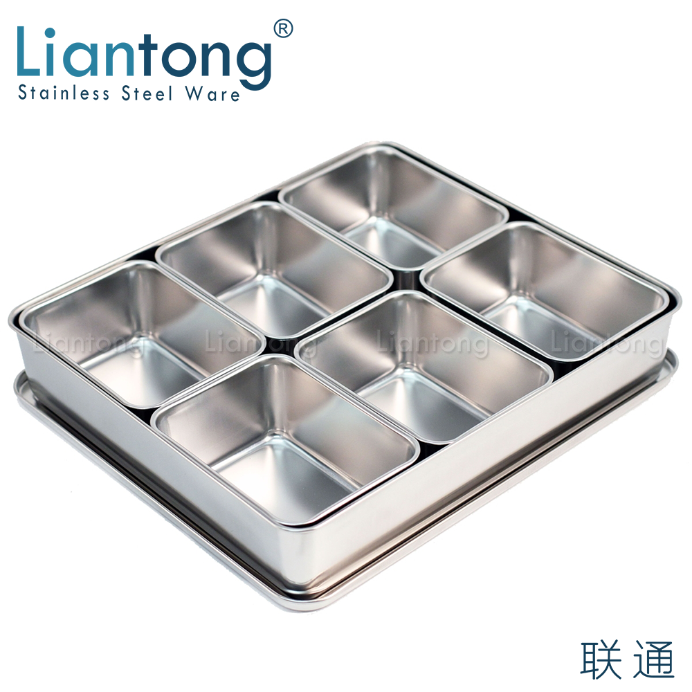 Factory stainless steel 4 6 8 compartment spice jar seasoning box container storage set Japanese Bento Box