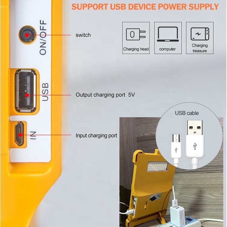 High Power Outdoor Lighting Usb Charging 50w Portable Led Solar Emergency Light