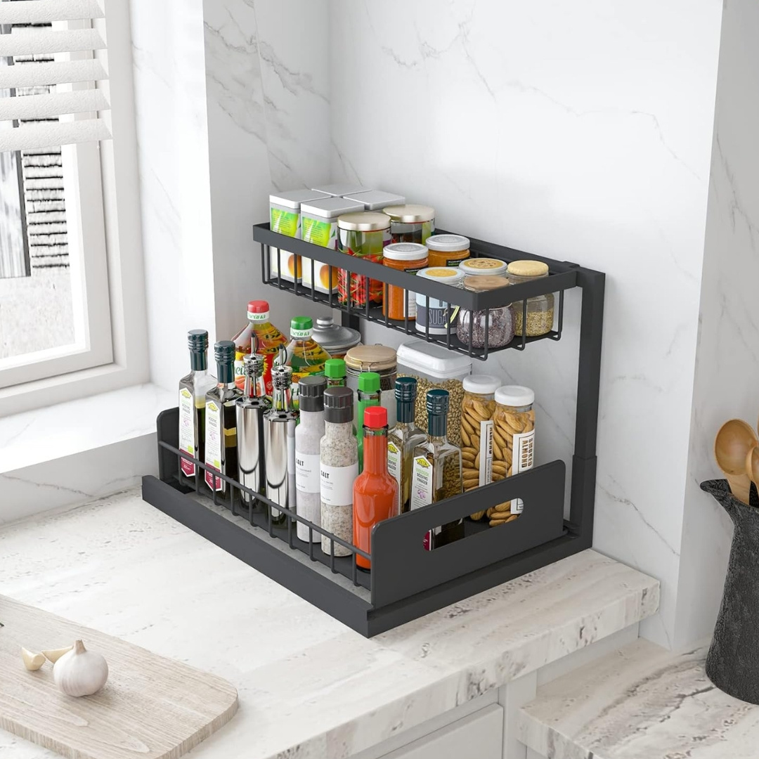 Under Sink Organizer Pull Out Cabinet Organizer 2 Tier Slide Out Sink Shelf Cabinet Storage Shelves Under Sink Kitchen Storage