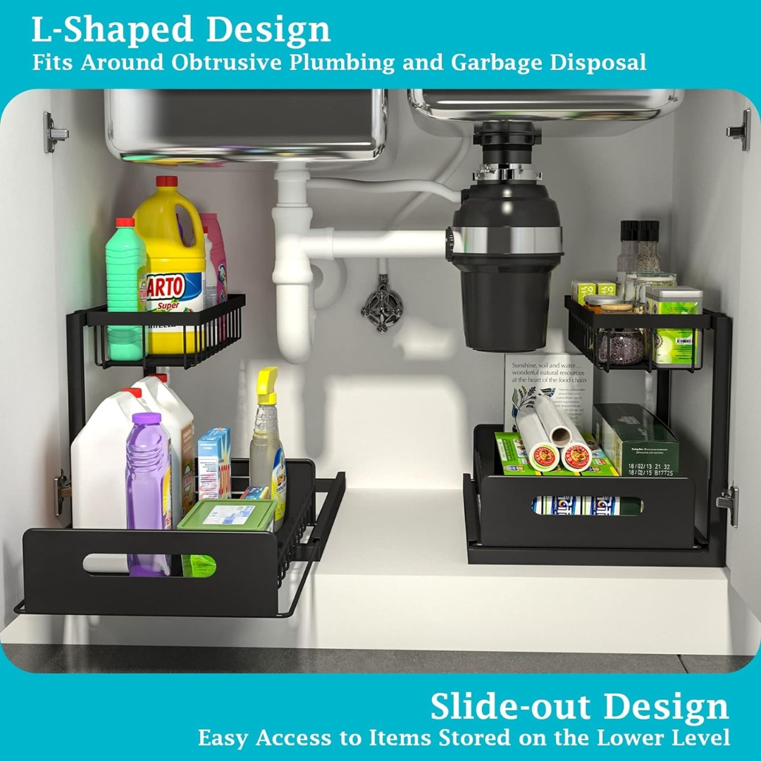 Under Sink Organizer Pull Out Cabinet Organizer 2 Tier Slide Out Sink Shelf Cabinet Storage Shelves Under Sink Kitchen Storage