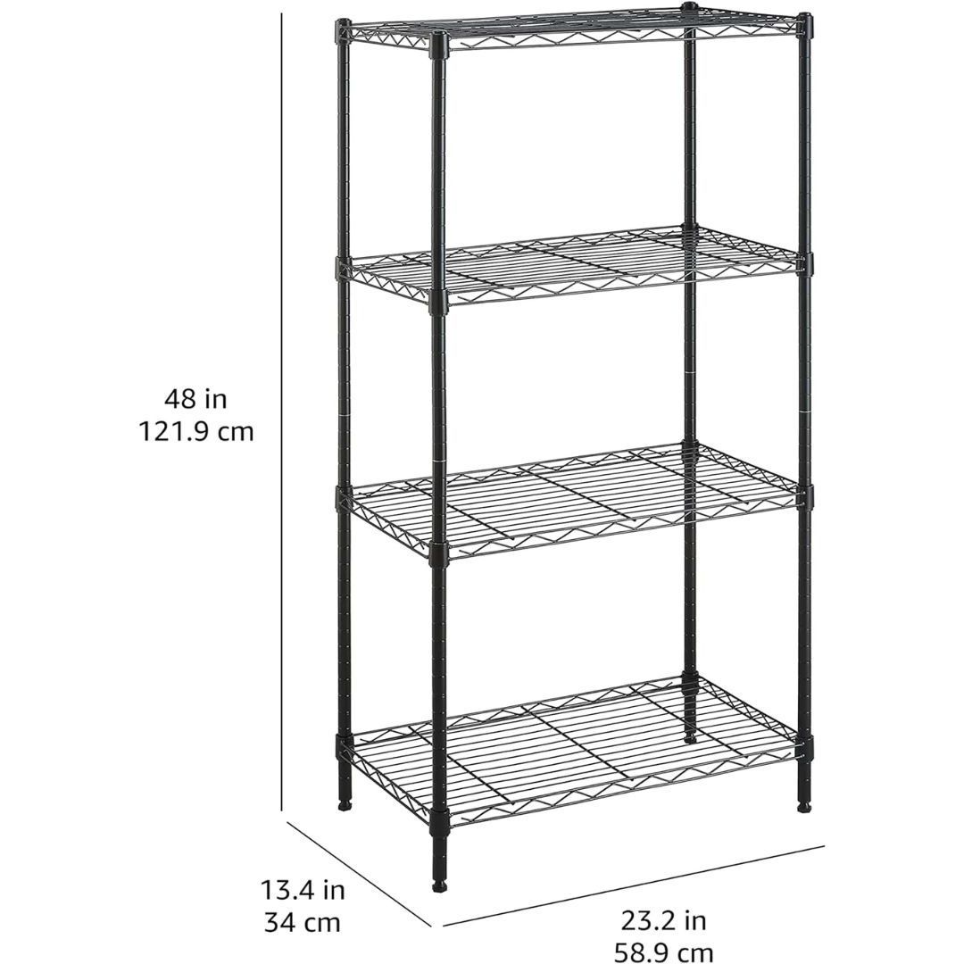 4 Tier Wire Shelving Metal Storage Rack Adjustable Shelves Standing Storage Shelf Unit for Laundry Bathroom Kitchen