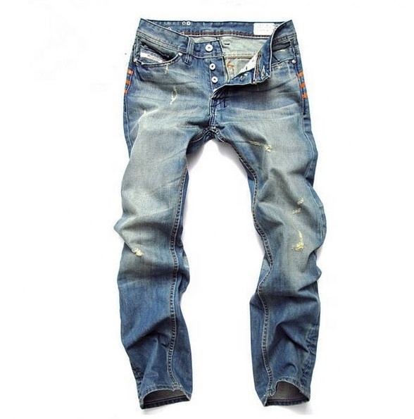 Custom Denim Stacked Male Distressed Straight Washed Slim Men Jeans