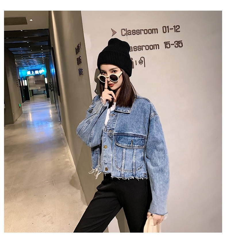 Bulk Denim Jacket Women Vintage EU Style Vintage Jackets Woman Eco-friendly Vintage Jeans Jacket