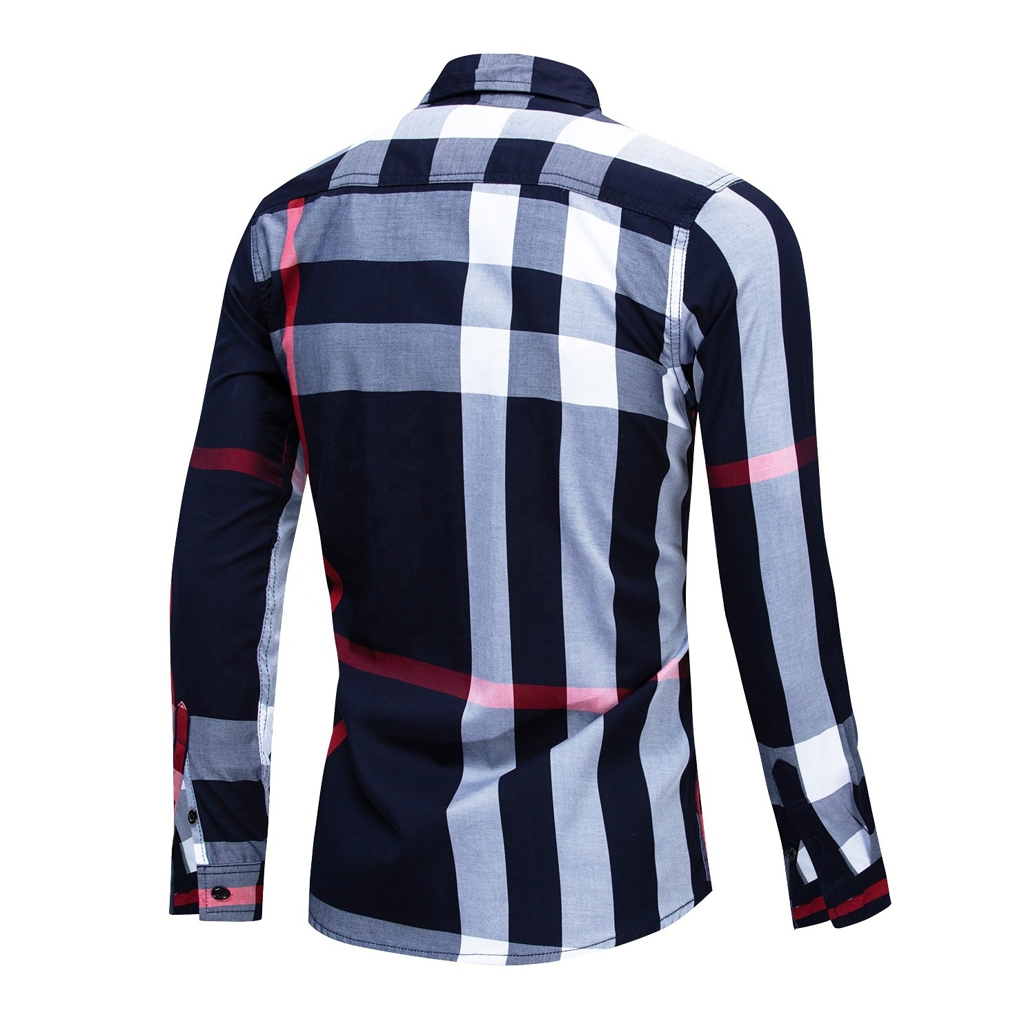 professional factory 100% cotton business formal stylish big check casual men shirt