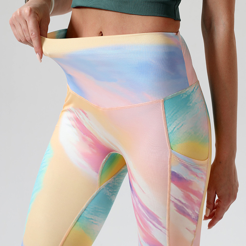 Custom Print Design Women Sports Scrunch Bum Tie Dye Yoga Leggings