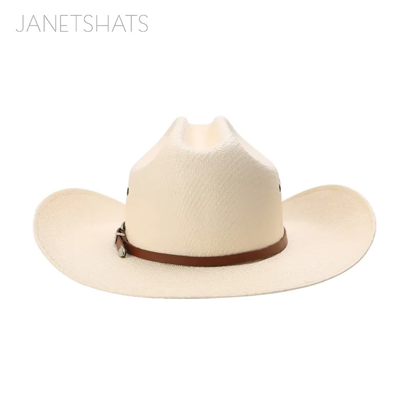 Linglong Summer Brown Chapeau Open Top Surf Wide Brim Beach Straw Unisex Cowboy Sombrero Summer Sun Bangora Paper Western Hat