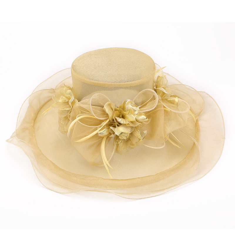 Summer Elegant Plain Kentucky Derby Wide Brim Yellow Halo Sinamay Church Hat Fascinators chapeus casamento accessories hat