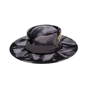 2022 OEM Fashion Colorful Wool Felt Fedora Hats Boater Oval Crown Stiff Wide Brim Women Ladies Chapeau Femme Wholesale