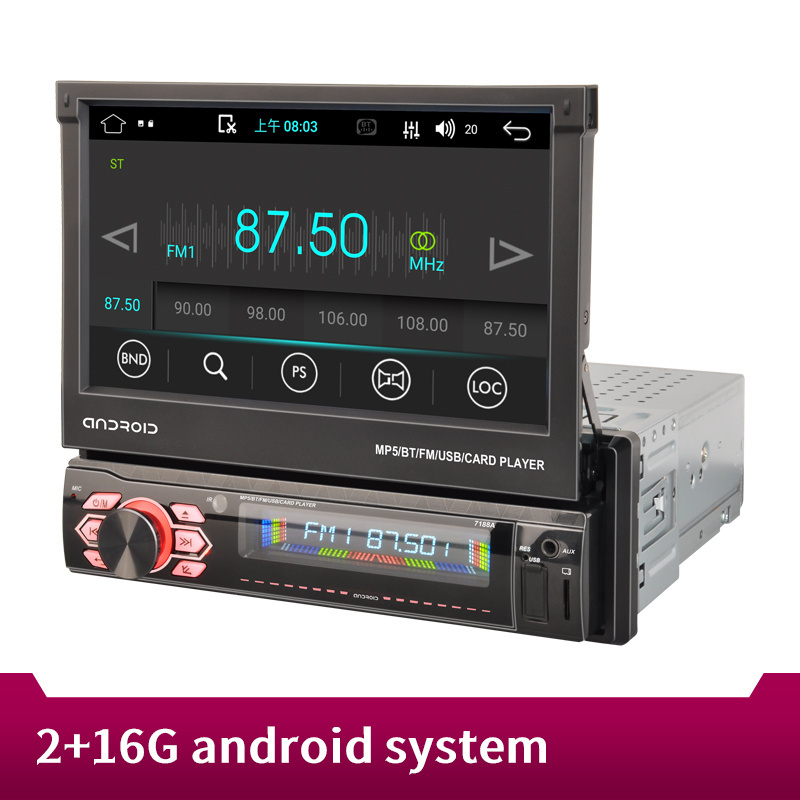 Portable Android Car Stereo Single Din 7 Inch Flip Out Touch Screen in Dash GPS Navigation Sony Car Radio With BT