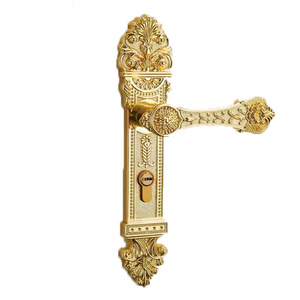 Gold interior solid zinc alloy handle mute door lock hardware lock bedroom door handle lock