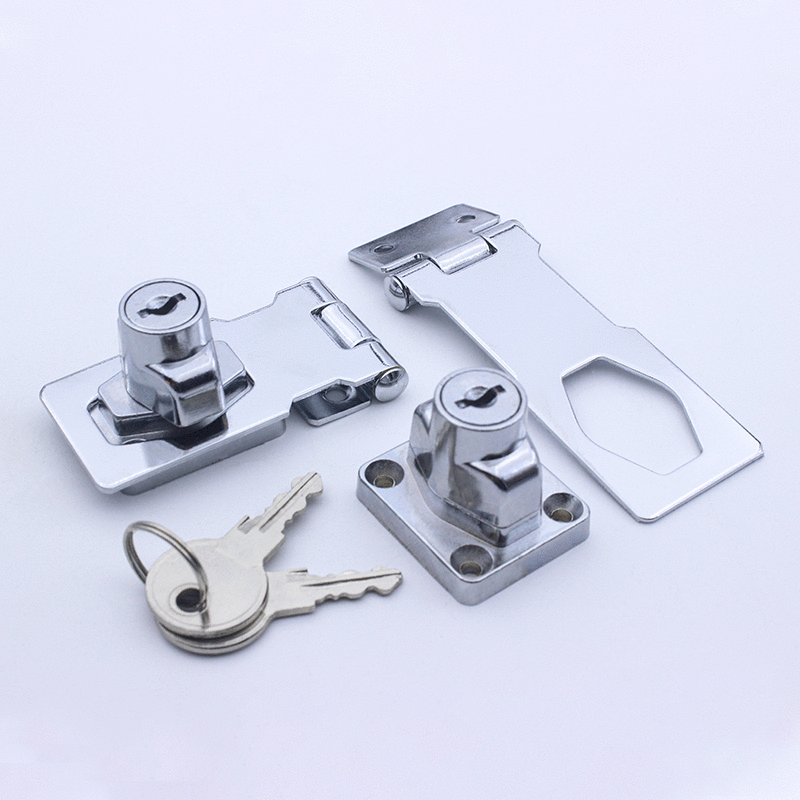 zinc alloy office file cabinet punch Thickening free metal buckle lock with key cabinet drawer hasp latch lock