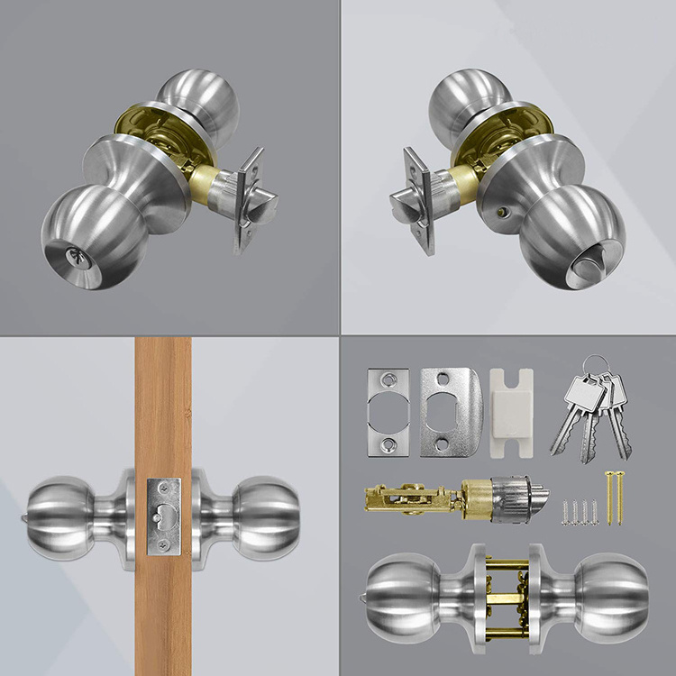 Residential Stainless steel double Entrance cylindrical tubular deadbolt door Knob lock handle set Sample Available