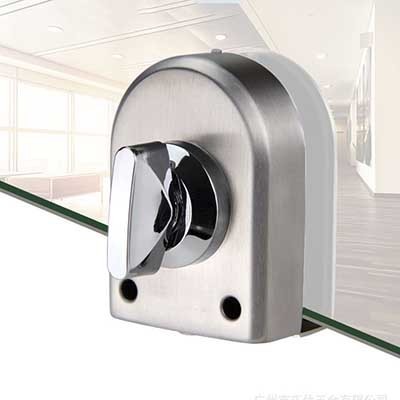 Glass door latch free hole bathroom floor lock stainless steel glass door lock