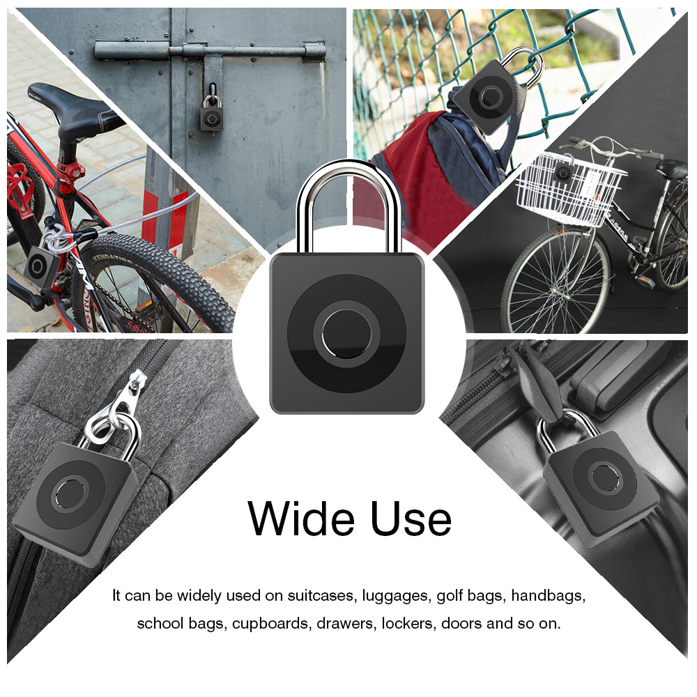 Waterproof smart USB fingerprint padlock luggage fingerprint lock anti theft safety protection pad lock