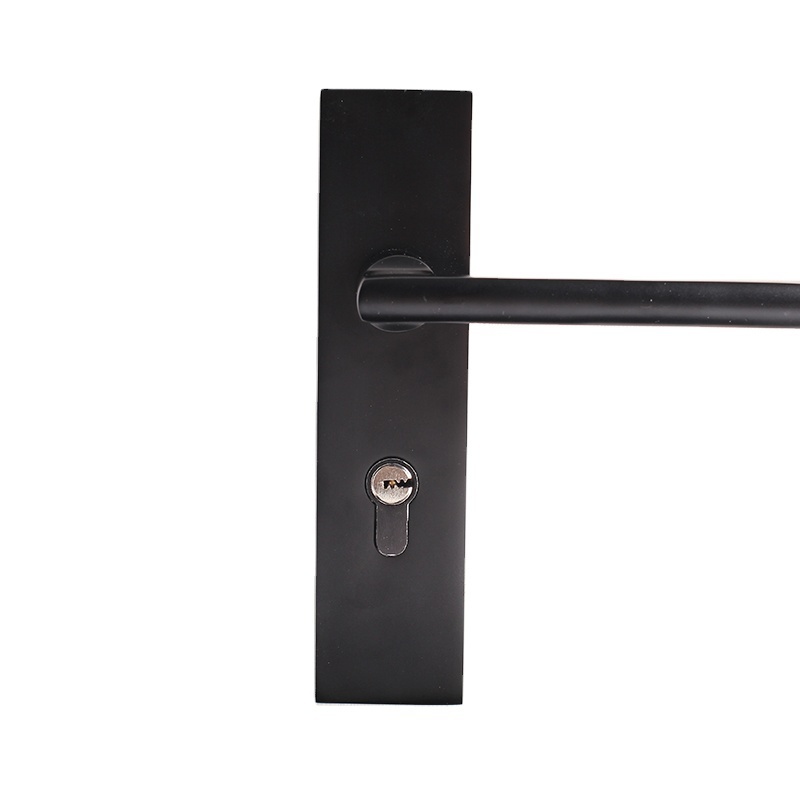 Hot products aluminum alloy metal black interior lever door handle black simple wooden door handle