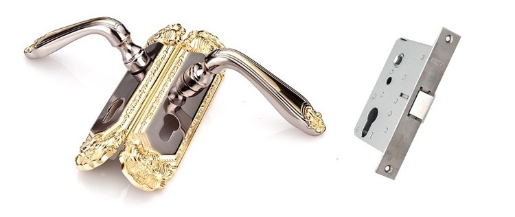 New design golden plated door handle for interior door light luxury bedroom door lock