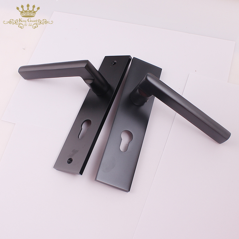 Hot products aluminum alloy metal black interior lever door handle black simple wooden door handle