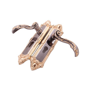 Golden plated mortise door handle luxury bedroom door handle household wooden door lock