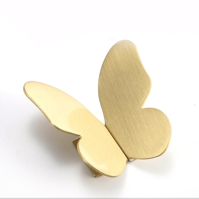 New design handmade furniture solid brass small butterfly fancy wood cabinet handles drawer metal pulls