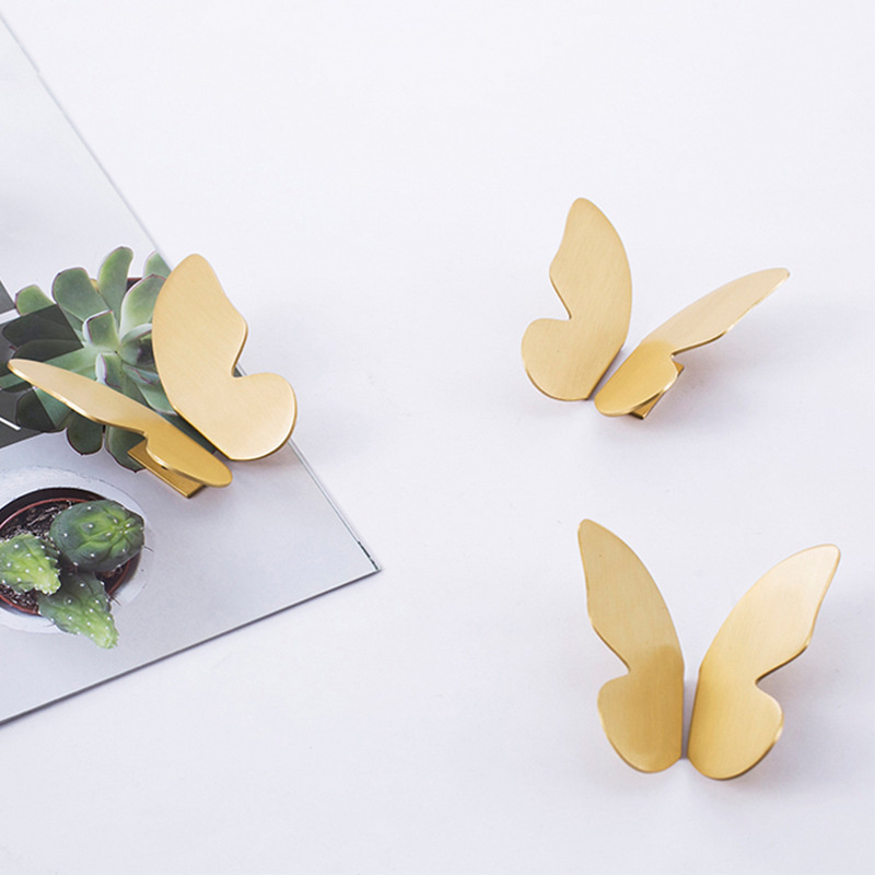 New design handmade furniture solid brass small butterfly fancy wood cabinet handles drawer metal pulls