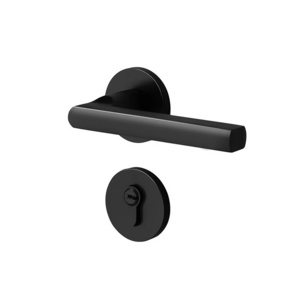 high quality aluminum alloy Interior door lever lock  residential black mortise wooden door handle lock set with  keys