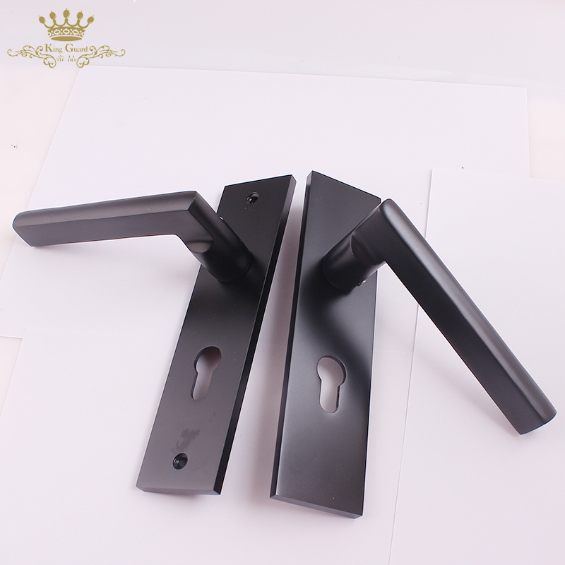 Hot products aluminum alloy metal black interior lever door handle black simple wooden door handle