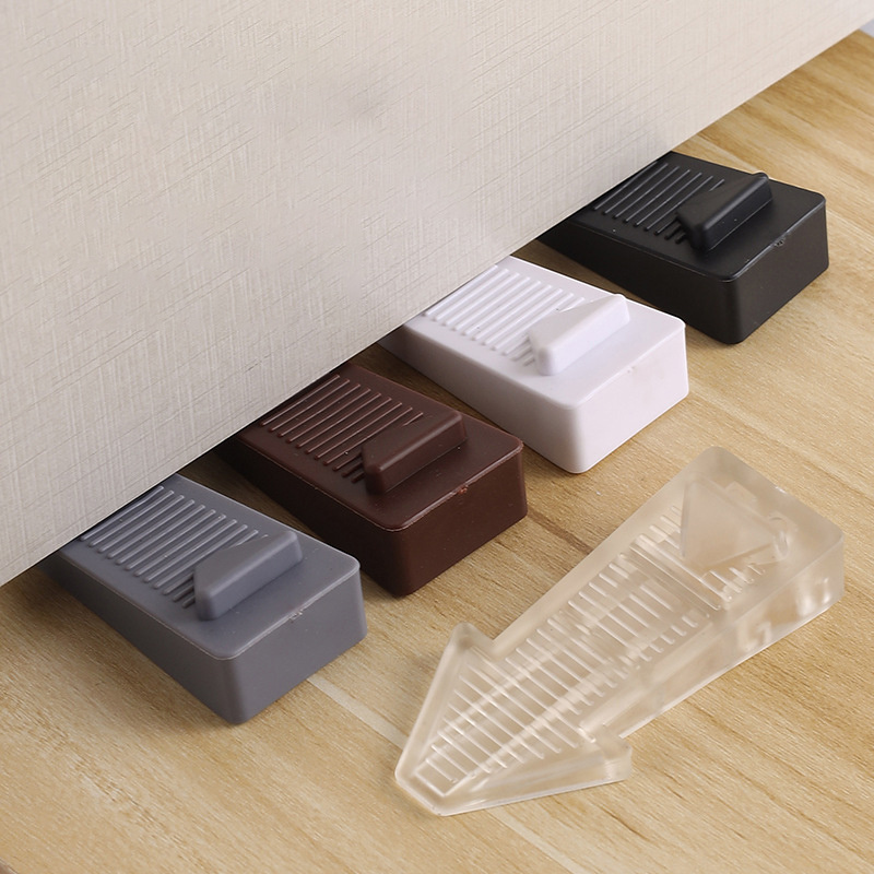 Anti-collision door stopper with rubber portable transparent door stop invisible under door draft black stopper