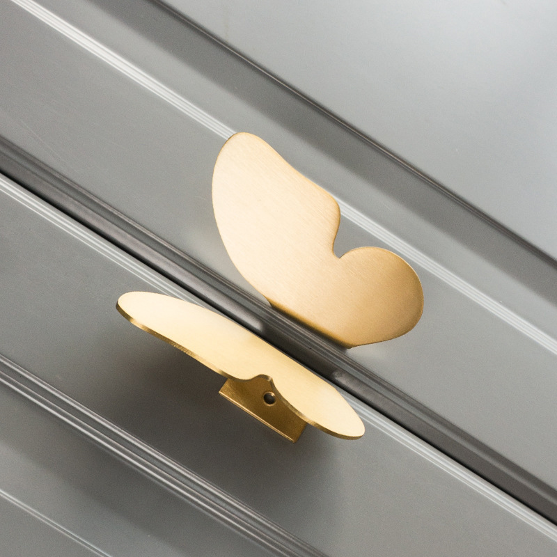 New design handmade furniture solid brass small butterfly fancy wood cabinet handles drawer metal pulls