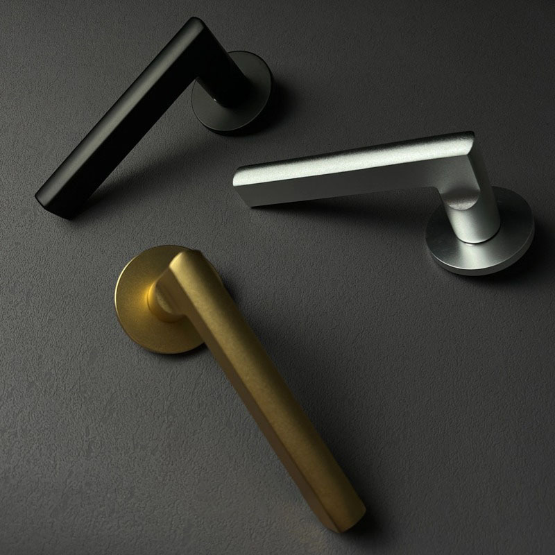 high quality aluminum alloy Interior door lever lock  residential black mortise wooden door handle lock set with  keys