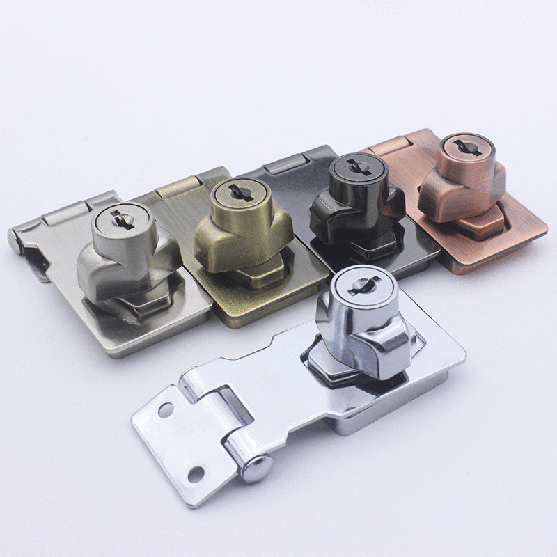 zinc alloy office file cabinet punch Thickening free metal buckle lock with key cabinet drawer hasp latch lock