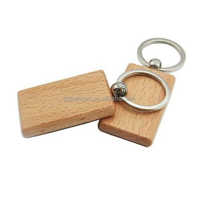 High Quality Custom Print Logo Wood Keyring with Metal Back Wooden Keychain Personalized Wooden Key Chain