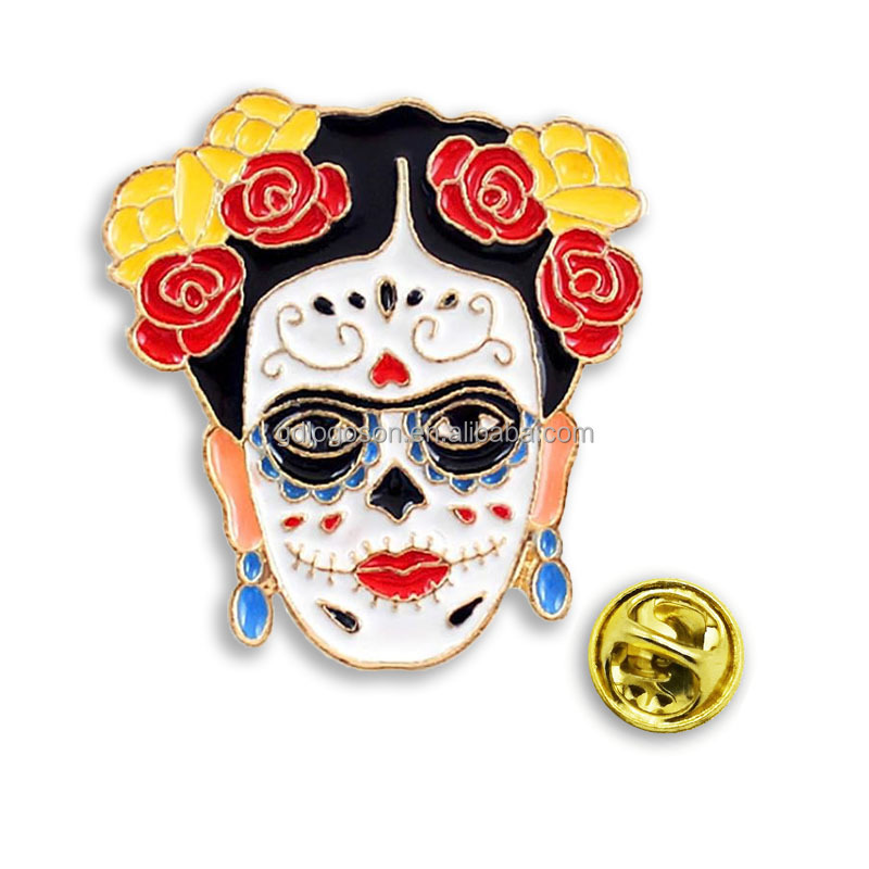 Metal Skull Pin Badge Metal Enamel Pins Sugar Skull Souvenir Gift Pin Badge Magnet