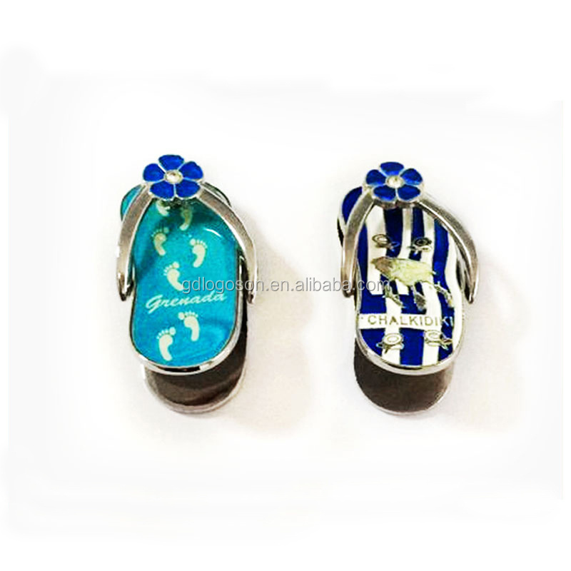 Tourist Fridge Magnets Flip flops Shaped Metal Refrigerator Magnetic Sticker Halkidiki Souvenirs Foot Shape Magnetic Fridge