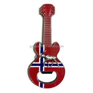 Wholesale souvenirs Norway style enamel fridge magnet beer opener metal guitar shaped bottle opener