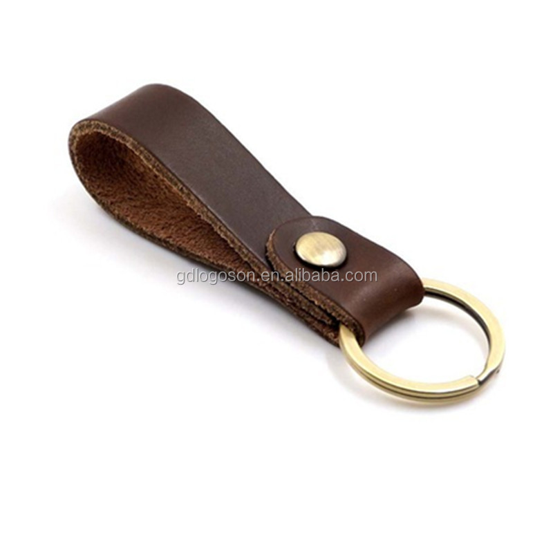 Wholesale handmade leather keyring cheap blank lanyard custom key holder